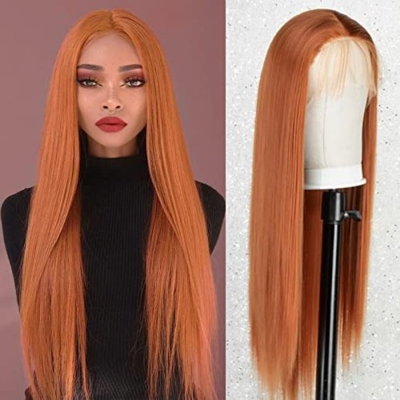 Long Straight Ginger Orange Lace Front Wig